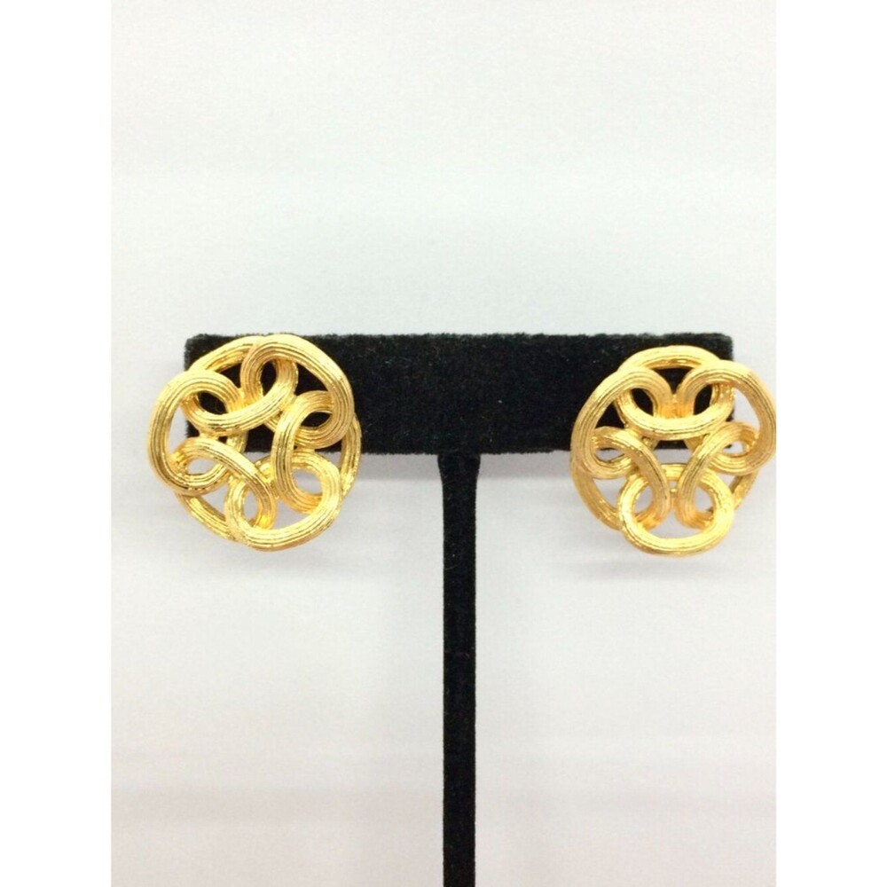 VINTAGE Anne Klein Earrings Gold Tone Openwork Scroll GF Post Pierced Deadstock